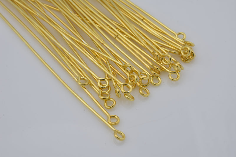 Gold Half Hard Wire Eye Pins For Jewelry Makings 
