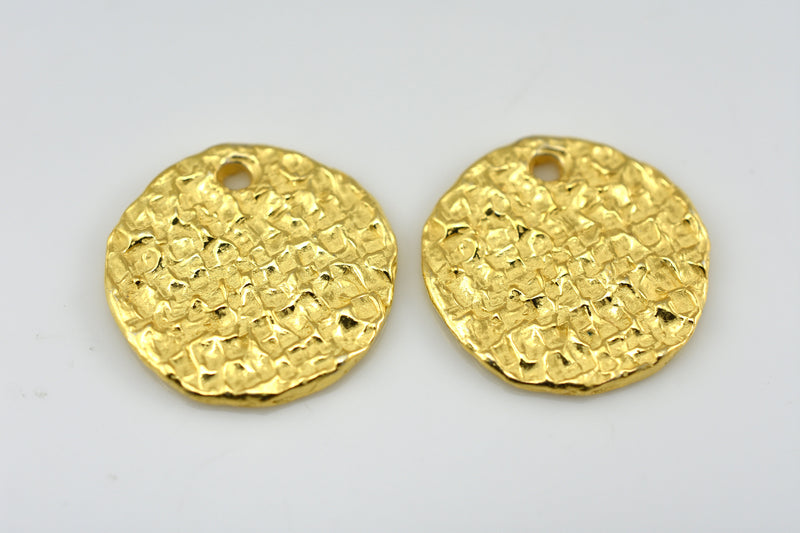 Gold Hammered Circle Pendant Charms For Jewelry Makings 