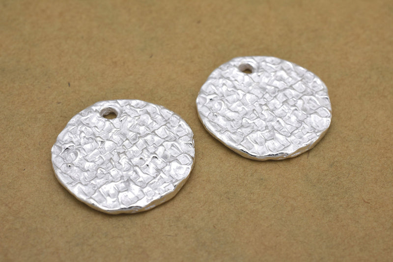 Silver Hammered Circle Pendant Charms Stamping Blanks For Jewelry Makings 
