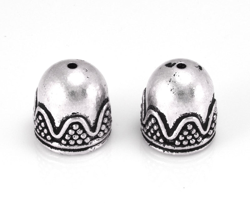 Silver Plated Antique Bali End Caps
