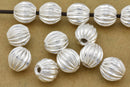 Silver Round Corrugated Ball Beads For Jewelry Makings 