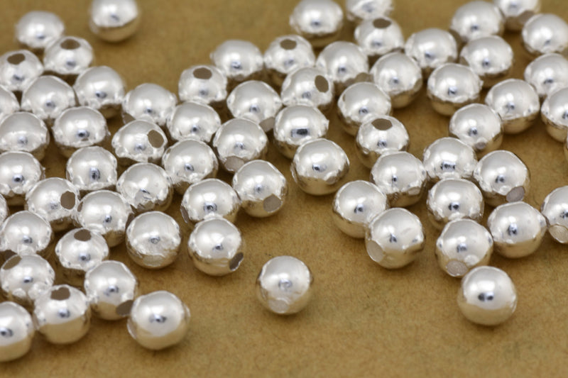 Silver Round Shiny Ball Beads For Jewelry Makings 