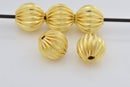 Gold Corrugated Round Ball Beads For Jewelry Makings 