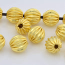 Gold Round Corrugated Ball Beads For Jewelry Makings 