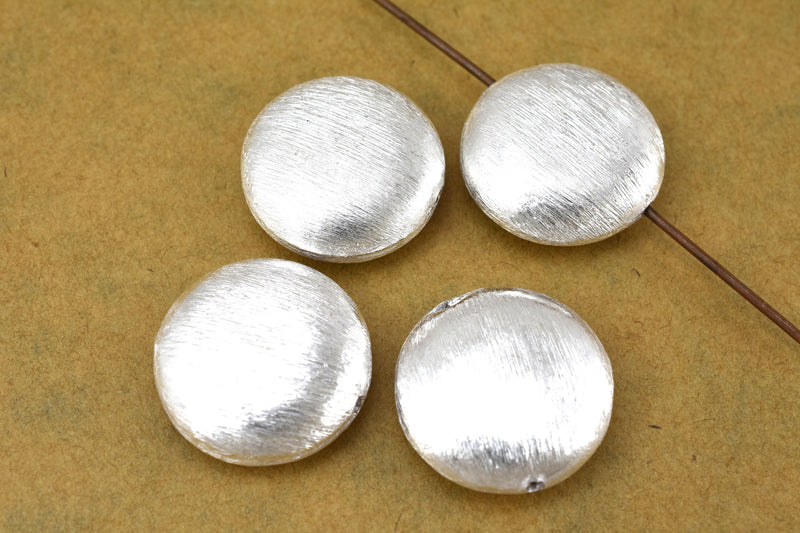 Silver Brushed Saucer Beads For Jewelry Makings 