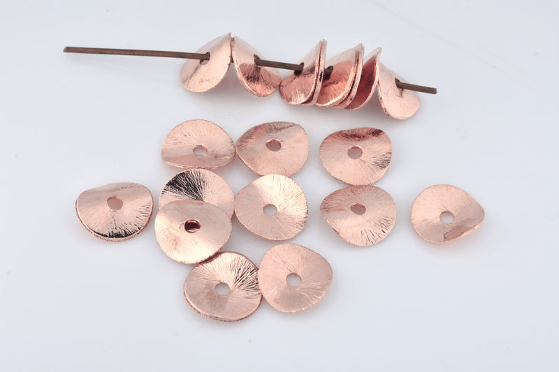 Rose Gold Brushed  Spacers Wavy Heishi Disc Beads For Jewelry Makings