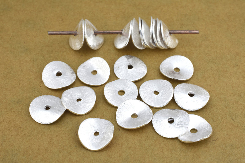 Brushed Silver Wavy Heishi Disc Beads For Jewelry Makings 