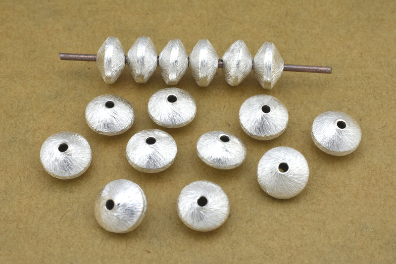 Silver Brushed Bicone Saucer Beads For Jewelry Makings 