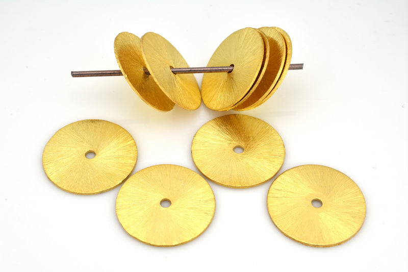 Gold Plated Heishi Flat Disc Spacer Beads - 16mm