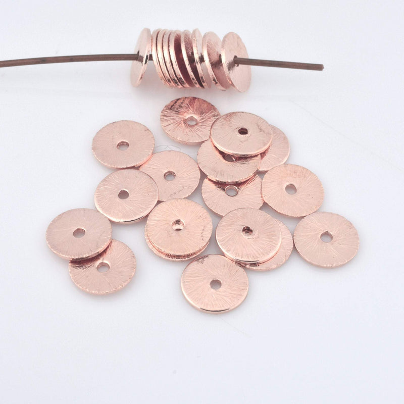 Rose Gold Brushed Flat Spacers Heishi Disc Beads  For Jewelry Makings 