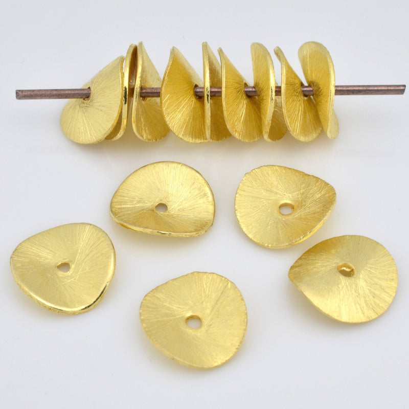 Gold Brushed  Spacers Wavy Heishi Disc Beads For Jewelry Makings