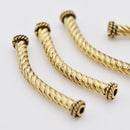 Antique Gold Twisted Curved Tube Pipe Beads For Jewelry Makings 