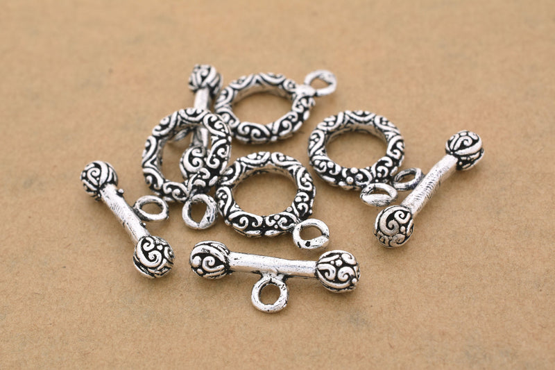 Antique Silver Bali Toggle Clasps For Jewelry Makings