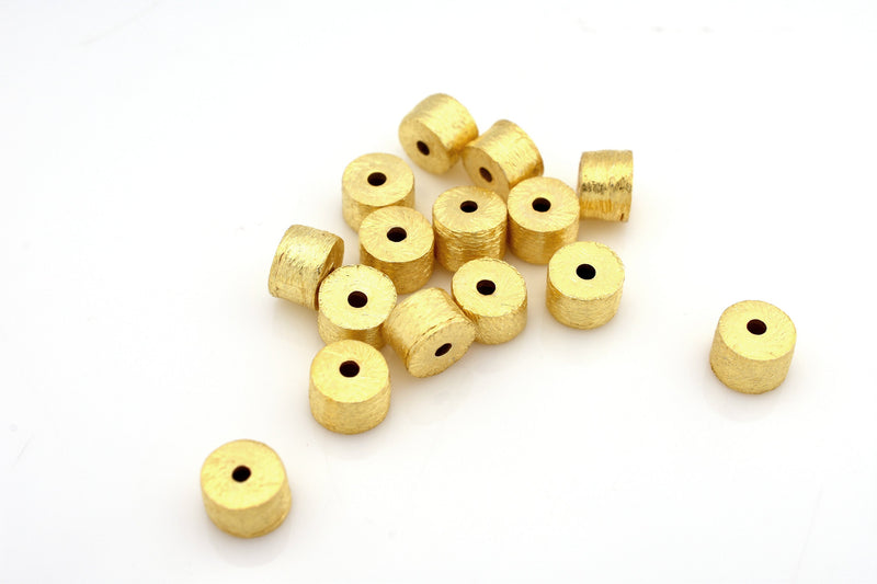 Gold Brushed Barrel Cylinder Drum Beads For Jewelry Makings