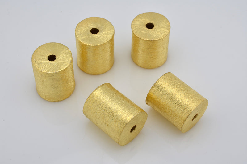 Gold Brushed Barrel Drum Cylinder Beads For Jewelry Makings 