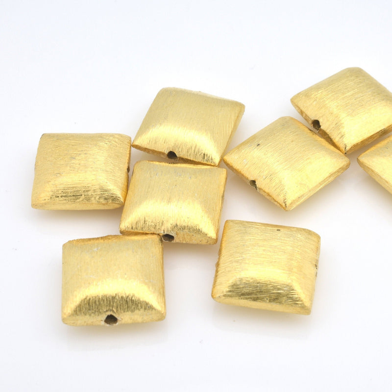 Gold Square Cushion Shaped Spacer Beads For Jewelry Makings 