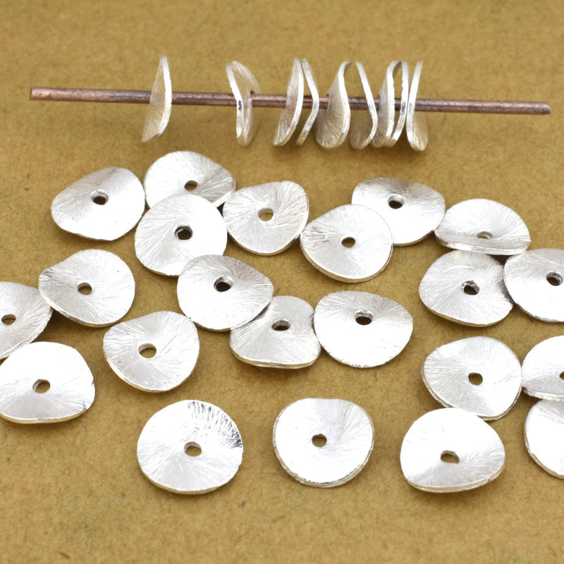 Silver Brushed  Spacers Wavy Heishi Disc Beads For Jewelry Makings