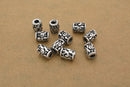 Antique Silver Plated Cylinder Tube Bali Beads - 6x8mm