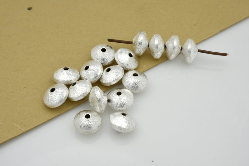 Silver Brushed Saucer Beads For Jewelry Makings 