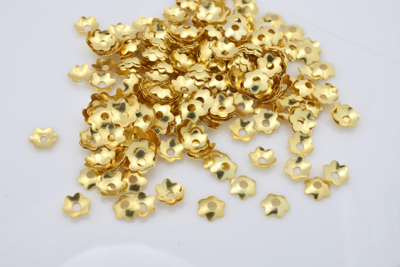 Gold Flower Bead Caps For Jewelry Makings