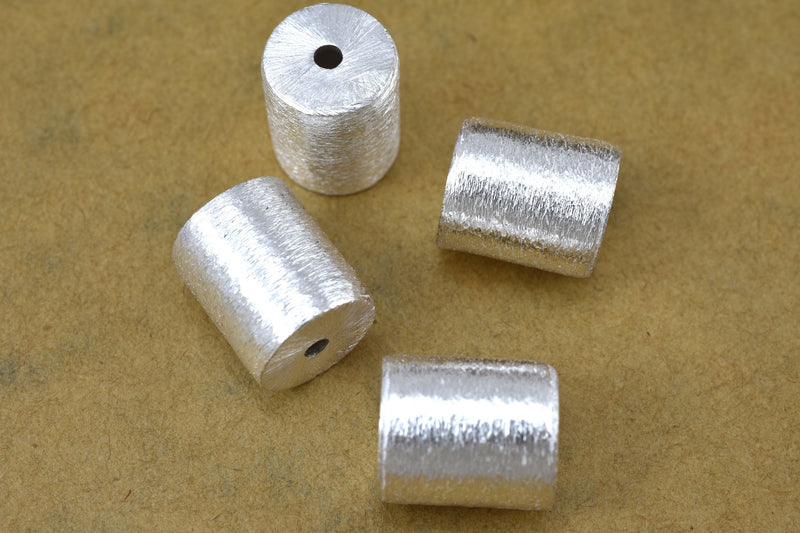 Silver Brushed Spacers Barrel Beads For Jewelry Makings 