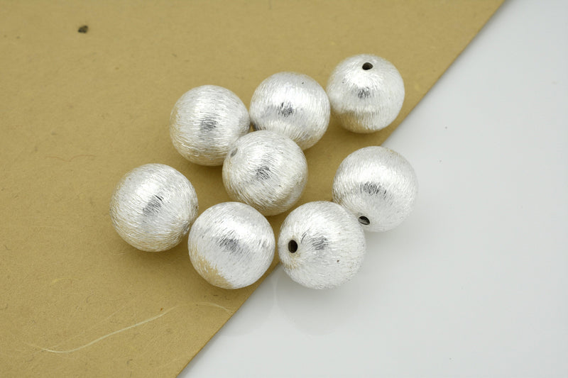 Silver Round Brushed Ball Beads For Jewelry Makings 