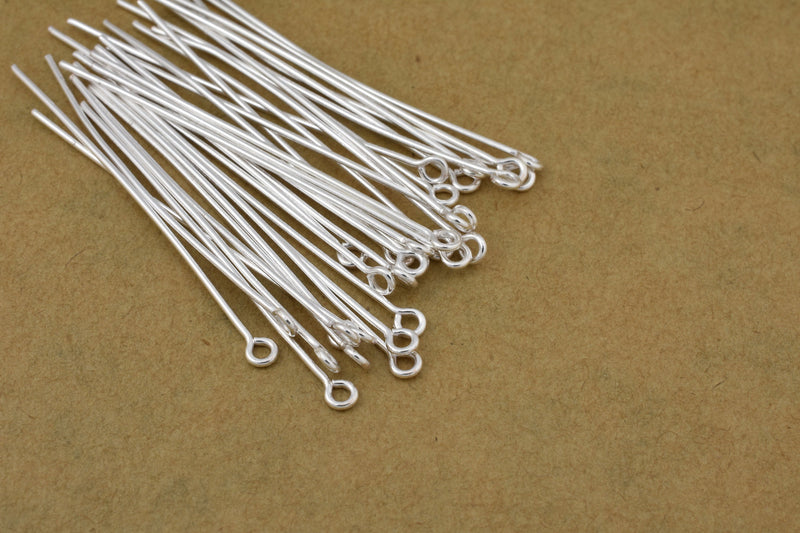 2.5 Inch Silver Plated 22 AWG Eye Pins