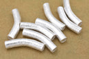 Silver Plated Curved Tube Pipe Beads - 20mm
