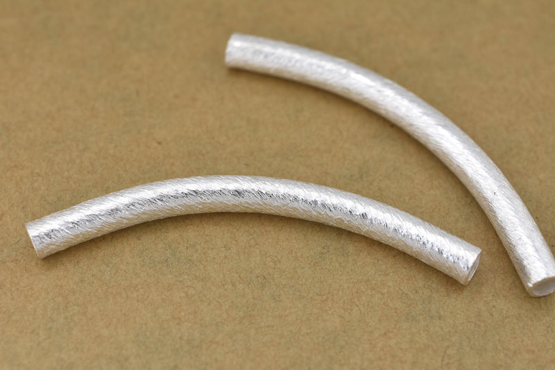 Silver Plated Curved Tube Pipe Beads - 50mm