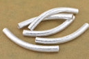 Silver Brushed Curved Tube Pipe Beads For Jewelry Makings 