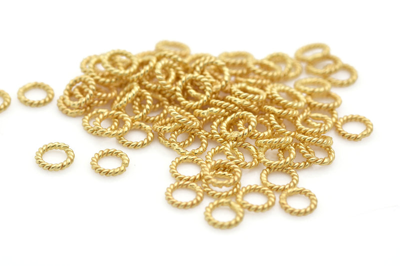 Gold Twisted Closed Round Connector Jump Rings For Jewelry Makings