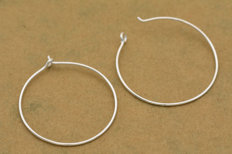 Silver Plated Earring Wire Hoop Hooks - 32mm