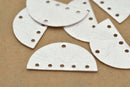 Silver Brushed Half Round Pendant Connector Charms For Jewelry Makings 