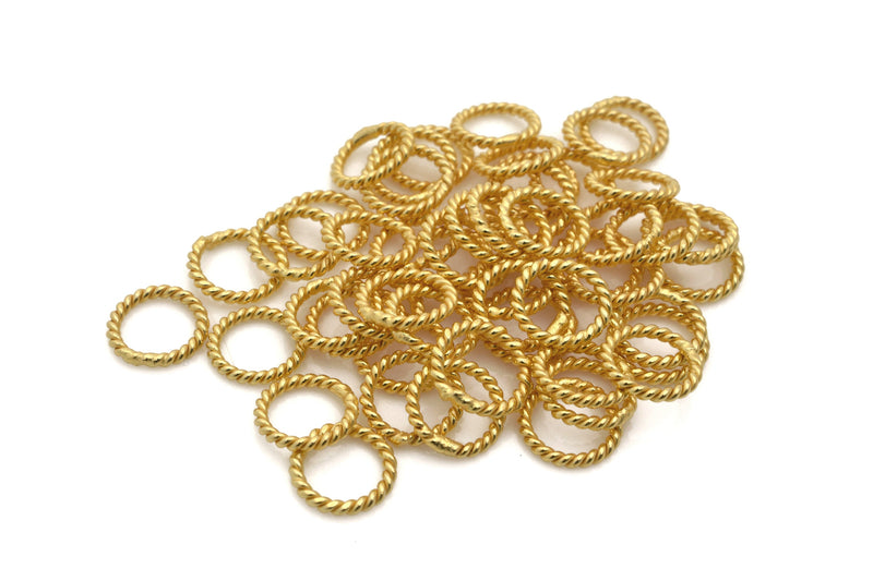 Gold Twisted Closed Connector Jump Rings For Jewelry Makings