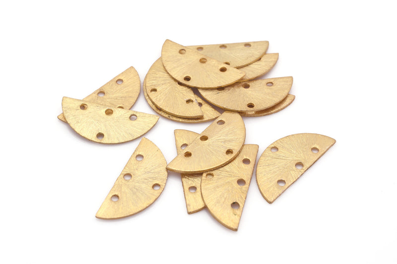 Gold Half Moon Brushed Pendant Connector Charms For Jewelry Makings 