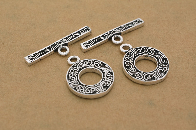 Antique Silver Bali Toggle Clasps For Jewelry Makings