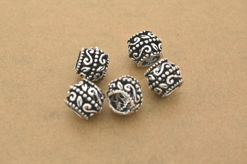 Antique Silver Spacers Barrel Beads For Jewelry Makings 