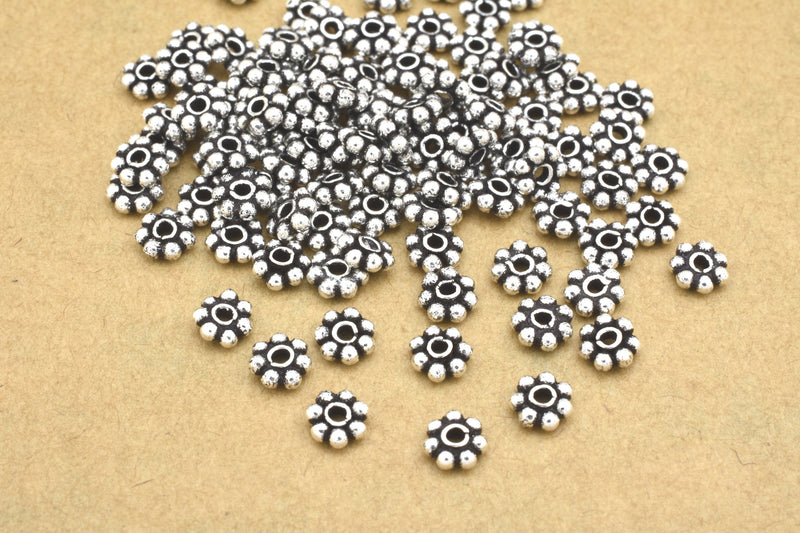 4mm Antique Silver Plated Daisy Heishi Spacer Beads