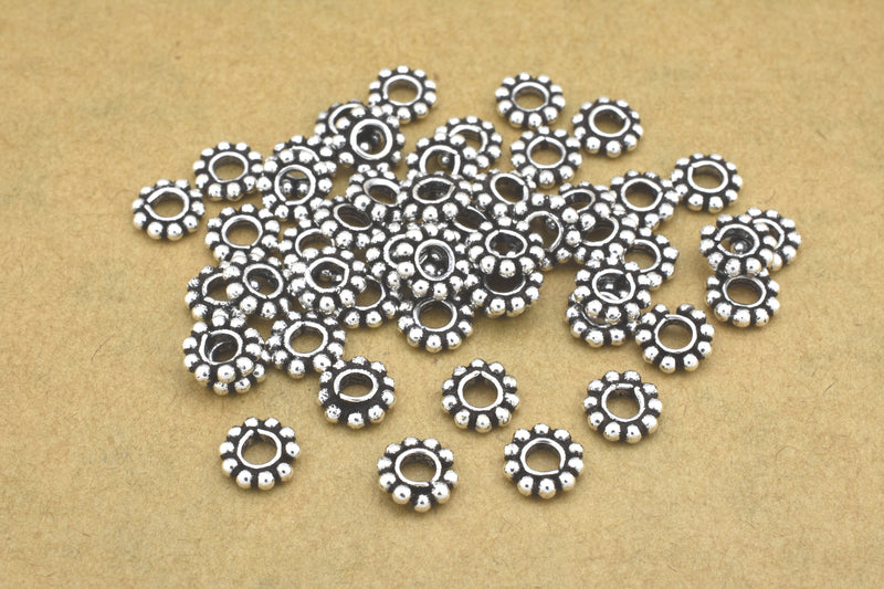 6mm Antique Silver Plated Daisy Heishi Spacer Beads
