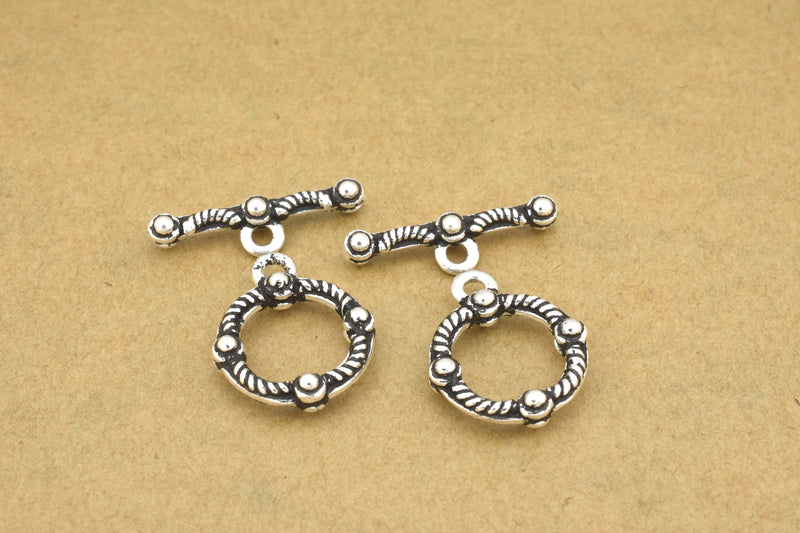 Antique Silver Toggle Bali Style Clasps For Jewelry Makings 