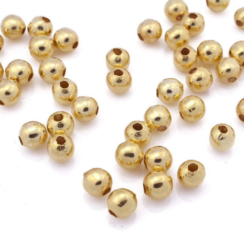  BEADIA 14K Gold Plated Round Spacer Beads 4mm 100pcs