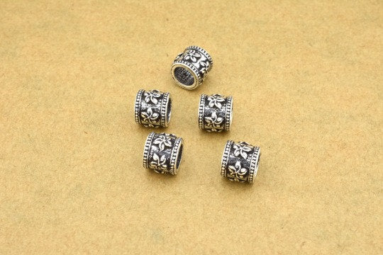 Silver Antique Flower Tube Beads Spacers For Jewelry Makings 