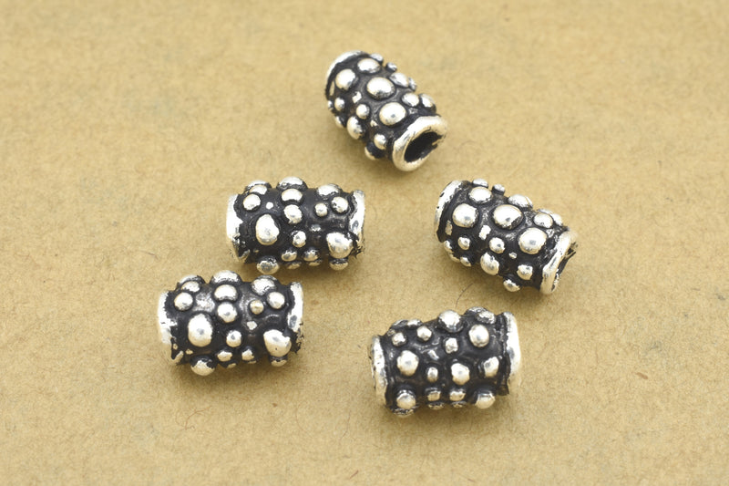 Antique Silver Brushed Spacers Barrel Beads For Jewelry Makings 