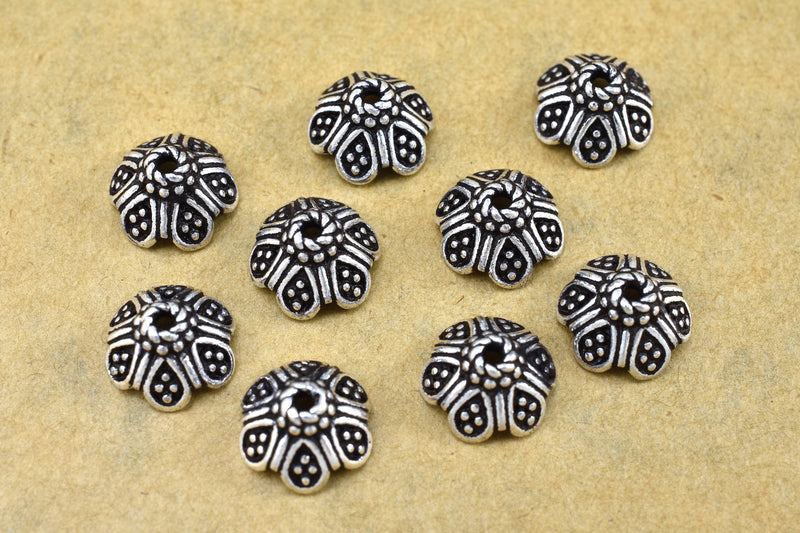 8SEASONS Bead Caps Flower Antique Silver Color Spacer Bead Caps for Jewelry  Making(Fits 22mm Beads) 20x18mm,Hole:Approx 2mm,10PC