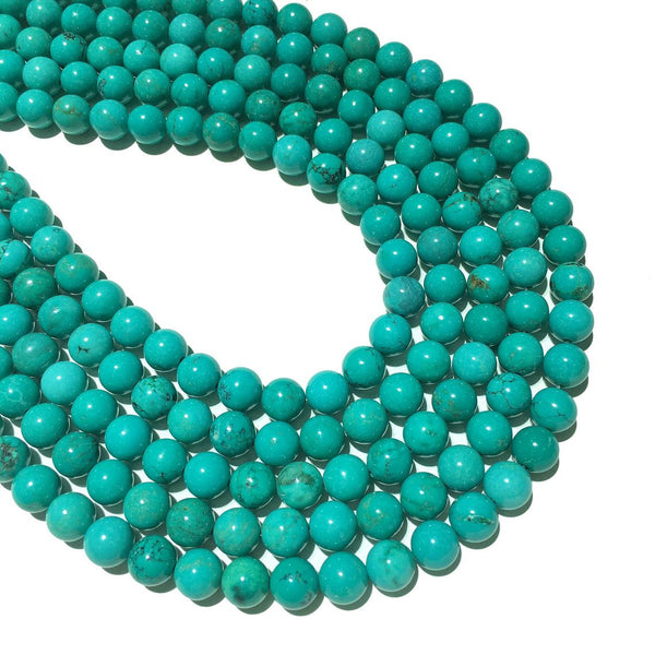 8mm Natural Green Turquoise Beads Gemstone Spacer Round Beads for Handcraft Bracelet Necklace DIY Jewelry Making Design 15.5" Long Strands