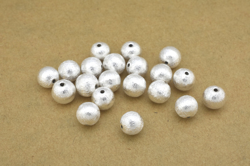 Silver Round Brushed Ball Beads For Jewelry Makings 
