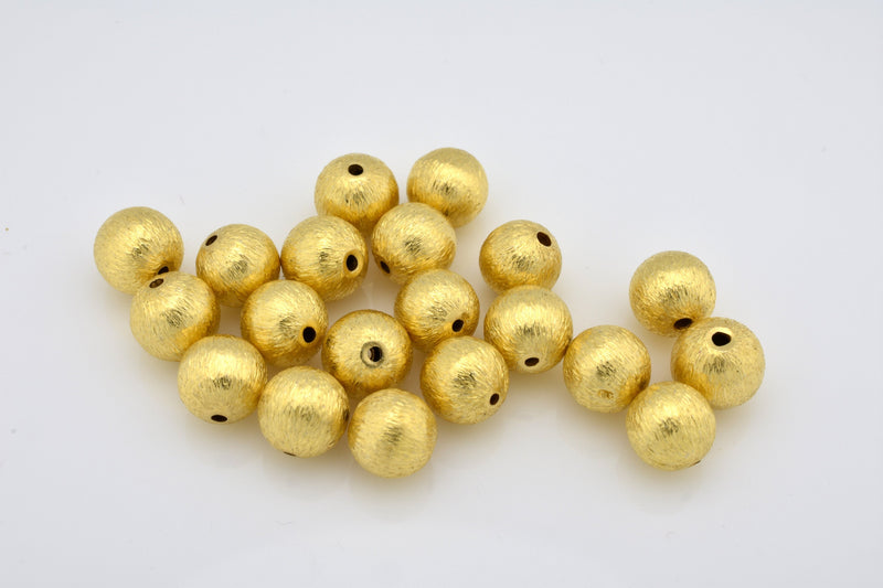 Gold Round Brushed Ball Round Beads For Jewelry Makings 