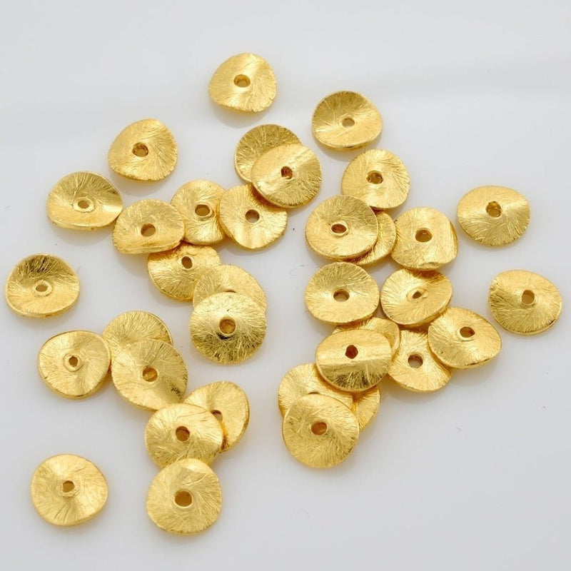 Gold Flat Spacer Beads, 20- 260 pcs Round Brushed Gold Metal Discs, He – A  Girls Gems