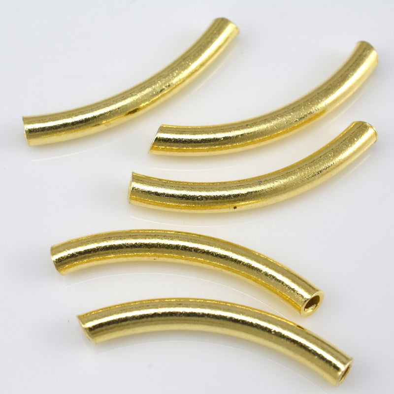 Gold Curved Tube Pipe Beads For Jewelry Makings 
