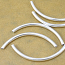 Silver Plated Curved Tube Pipe Beads - 50mm